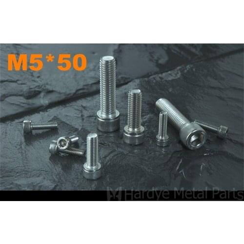 100pcs/lot DIN912 M5*50 ss304 hexagon socket Cup head stripe screw Cylindrical head screw Stainless steel SS304 Micro screw