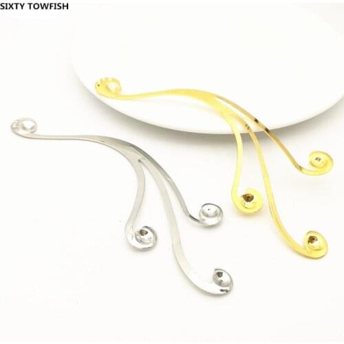 3 pcs/lot 41*125mm Gold color/White K Metal Filigree Big Flower Slice Charms base Setting Jewelry DIY Components B19033