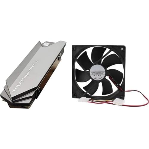 PC Brushless DC Cooling Fan 4 Pin Connector 7 Blades & M.2 Heatsink Cooler, Nvme M.2 2280 SSD Aluminum Heat Sinks