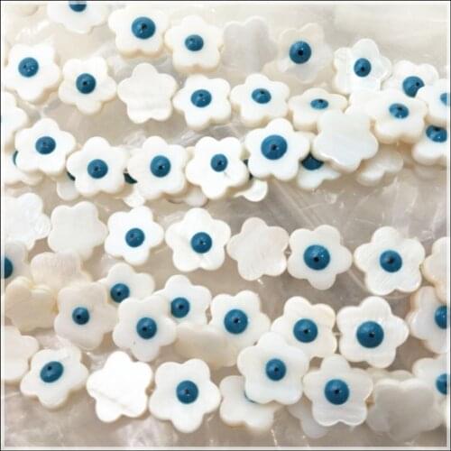 30pcs natural shell beads mother of pearl loose beads blossom shape dray with eye for bracelets making size 13mm diy fittings