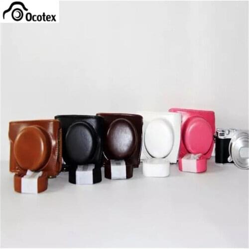 Ocotex PU Leather Bag Case Cover for Nikon J5 10-30mm Lens Camera 5 Colors With Shoulder Strap