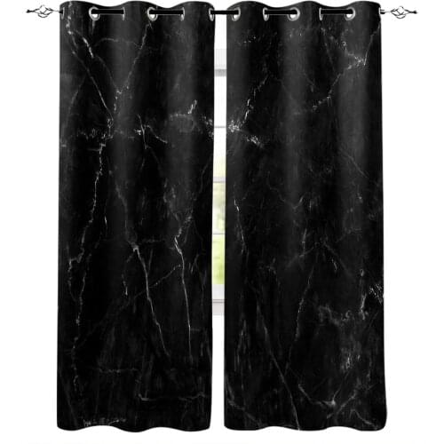 Black Marble Cracks Texture Window Curtains Home Decor Bedroom Curtains Kitchen Drapes Panel Curtains for Living Room