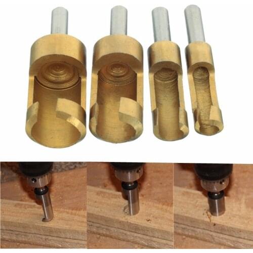 JUSTINLAU Four-piece barrel corkscrew Titanium drill bit for dowel tenon cork cutter hole opener woodworking drill