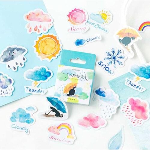 46pc/box Good Bad Weather Stickers Set Decorative Stationery Sticker Scrapbooking Journaling Planner DIY Diary Album Stick Lable