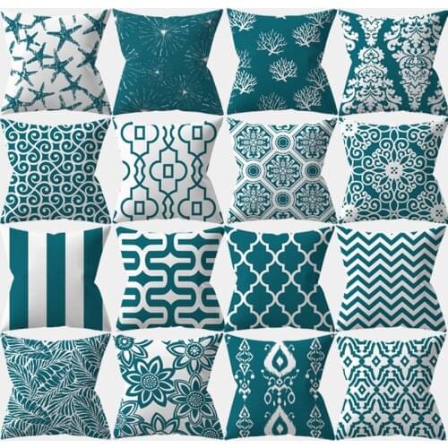 Turquoise Geometric Pillowcase 45x45 Nordic Cushion Cover Decorative Cushions for Sofa Throw Pillows Covers Polyester Home Decor