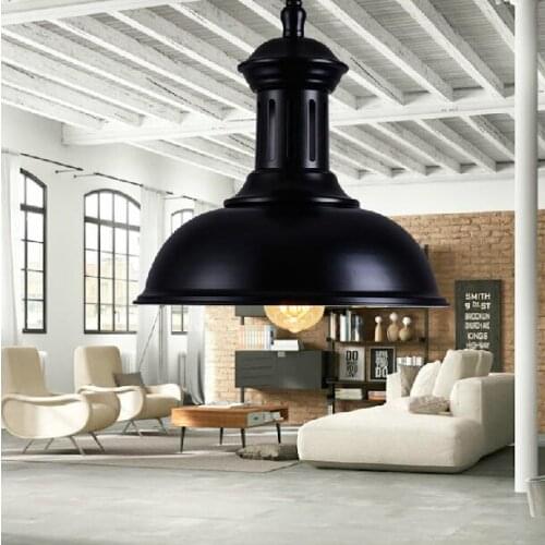 Dia*33cm American industrial loft vintage pendant light for dining room iron black E27 home decoration lamp Free Shipping