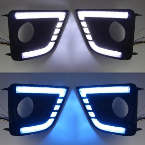 2PCS Car LED Daytime Running Light for Toyota Corolla 2014 2015 2016 DRL Flowing White Day Light Turn Signal Light Fog Lamp