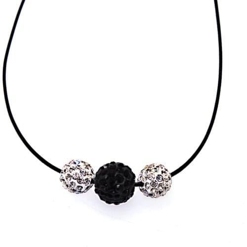 Double Color 3 Pave Crystal Ball Necklace Micro Pave CZ Disco Ball Charm Crystal Necklace For Women Gift