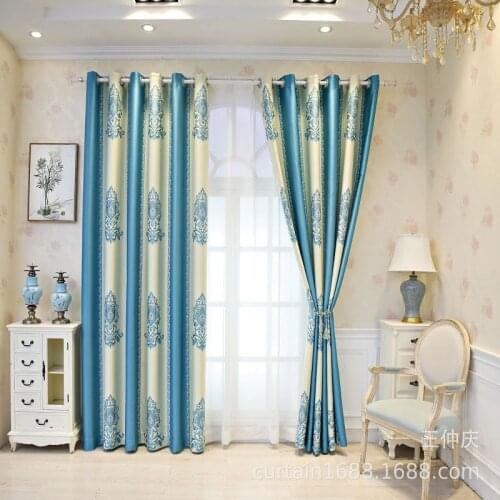 Double-sided Jacquard Thick European-style Flower Loop Stitching Curtains for Living Room Bedroom Dining Room Curtains Custom
