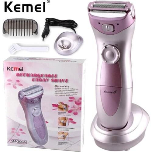 Kemei KM - 200A Electric Hair Remover Women Body Shaver Used Wirelessly Instant Pain Safe Epilator Facial Hair Removal Kit