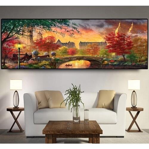 Full Drill Square Round Diamond Painting 5D Large size colorful city autumn scenery New Arrival Diamond Art Embroidery Decor