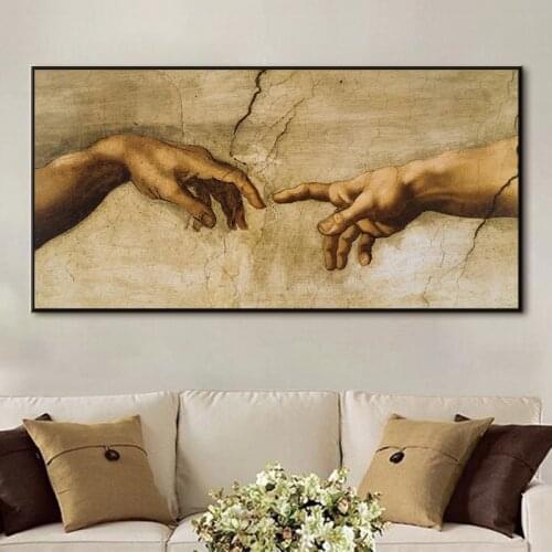 Canvas Painting Hand of God Art Print Poster Classical Religion Wall Pictures For Living Room Decoration Vintage Home Decor