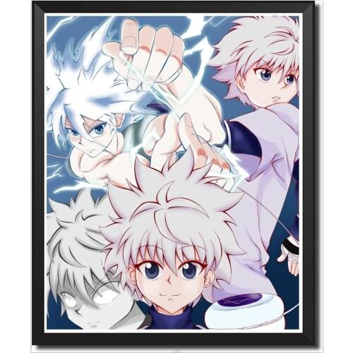Killua Zoldyk Anime Picture Hunter X Hunter Canvas Wall Art Print Poster,20 x 25 cm,Stretched And Ready To Hang