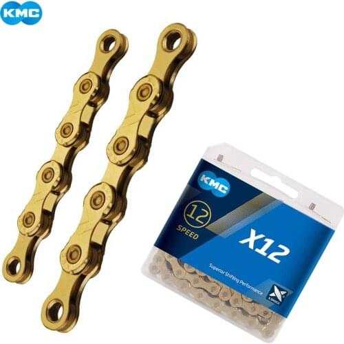 KMC X12 Speed Chain Titanium Nitride Gold for Road & Cross 126 Links Fit for SRAM MTB and Shimano rear 12-speed derailleur