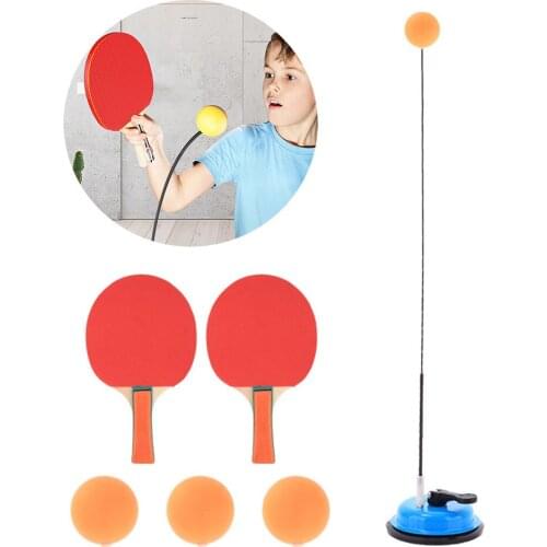Children Table Tennis Trainer Equipment Kit Elastic Soft Shaft Tumbler and Ping Pong Paddle Ball Indoor Outdoor Training Tools