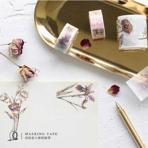 Colorful Bronzing Series Washi Tape Star Coral Flower Bird Adhesive Tape DIY Scrapbooking Sticker Label Masking Tape
