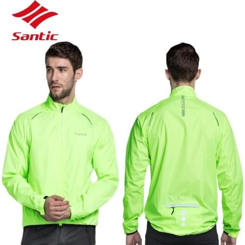 Santic Men Outdoor Bicycle Cycling Skin Coat Waterproof Jackets UPF30 Road Bike Rain Raincoat Long Sleeve Cycling Clothings