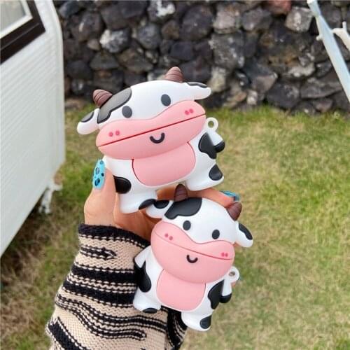 Cute Milk Cow Headset Case For AirPods 3 2 1 Cartoon Earphone Charging Box Protection Cover For Air pods Pro Headphones Fundas