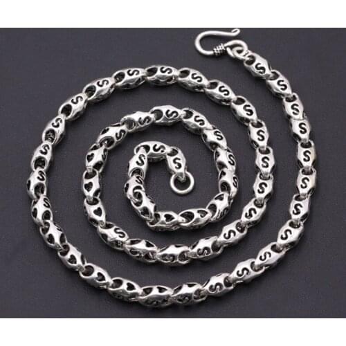 Genuine Solid 925 Sterling Thai Silver S Chain Men Women Necklace Jewelry gift A4659