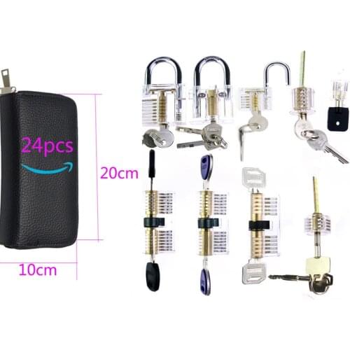 Practice Pick Lock Set for Locksmith Beginner Tools , GOSO 24pcs Remove Pick Tool with Various Transparent Locks Combination