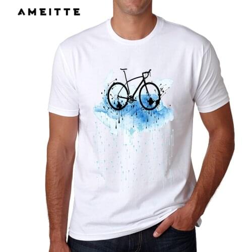 2019 Newest watercolor bicycle T Shirt Summer Hipster Bodybuilding Printed T-Shirt Mens Casual Short Sleeve Tee Tops
