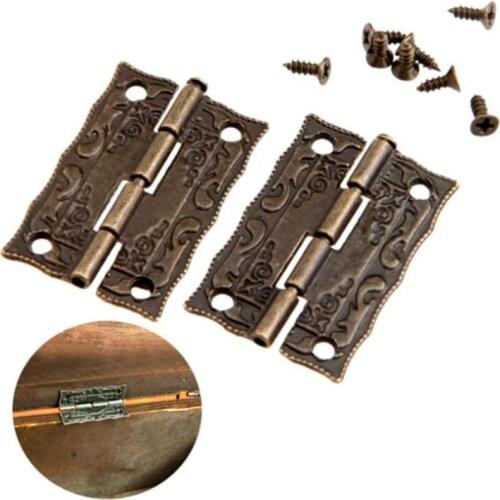 New 500pcs/lot Cabinet Door Hinge Door Hinges For DIY Box Furniture Hinges With Screws 4 Holes Bag Accessory Bronze Tone