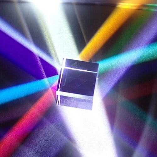 Optical Color Prism 15mm Six-sided Bright Light Ice Cube Beam Splitting Prisms K9 Glass Lens Teaching Experiment Tool Customized