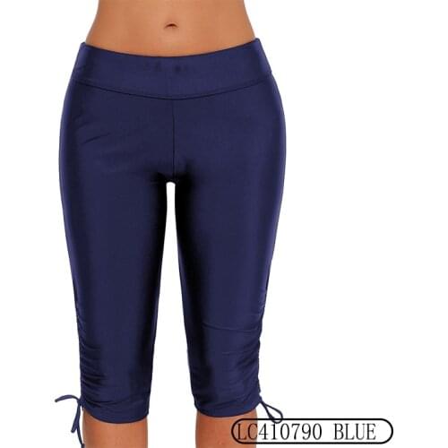 Knee Length Swim Shorts For Women Summer High Waist Long Leg Surfing Trunks Swimsuit Bottoms Pants Sports Beach Wear XX-608