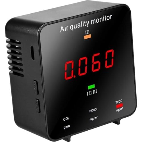 CO2, HCHO, TVOC, AQI Detector Household Air Quality Monitor Carbon Dioxide Formaldehyde Analyzer Rechargeable Portable