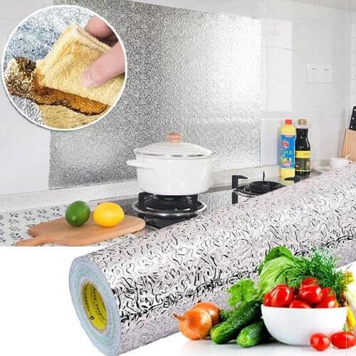 Kitchen Self-Adhesive Film Oil Proof Sticker Aluminum Kitchen WallSticker Wallpaper Kitchen Film Utensils For Kitchen Decoration