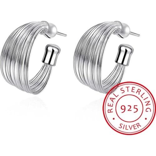 LEKANI Hot Sale 925 Sterling Silver Fashion Jewelry Multilayer Stud Earrings Jewelry Women Earrings for Wedding Party Bijoux