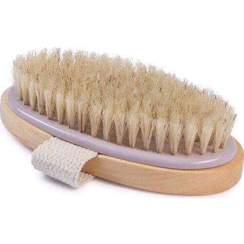 Dry Brushing Body Brush Natural Bristle Bath Brush for Cellulite and Lymphatic Drainage Dry Brush Body Scrubber Exfoliator