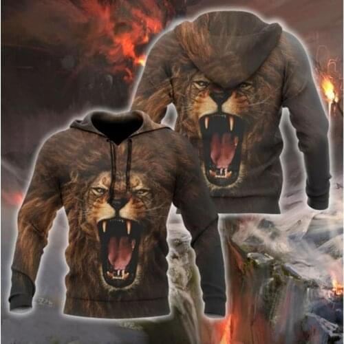 Fashion fierce lion Sweatshirt 3D printed Unisex casual zipper Hoodie casual Street hip hop Hoodie