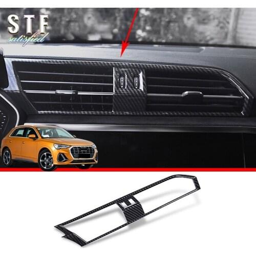 Carbon Fiber Style Interior Center Air-Condition Vent Outlet Cover Trim For Audi Q3 2019 2020