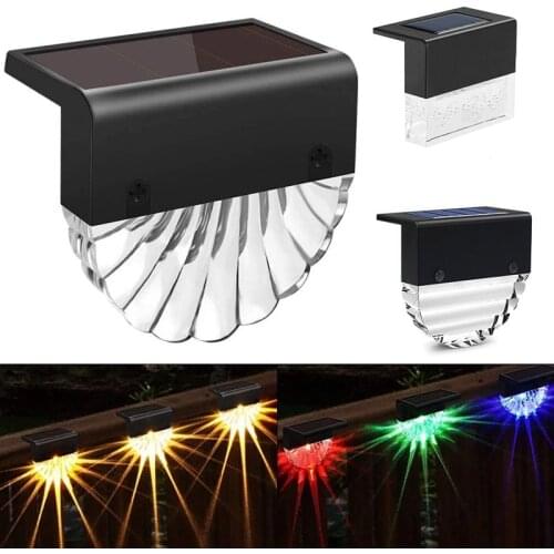 Solar Outdoor LED Stair Light IP65 Waterproof Street Wall Lamp For Garden Decor Crystal Color 2 Modes Porch Patio Fence Lighting