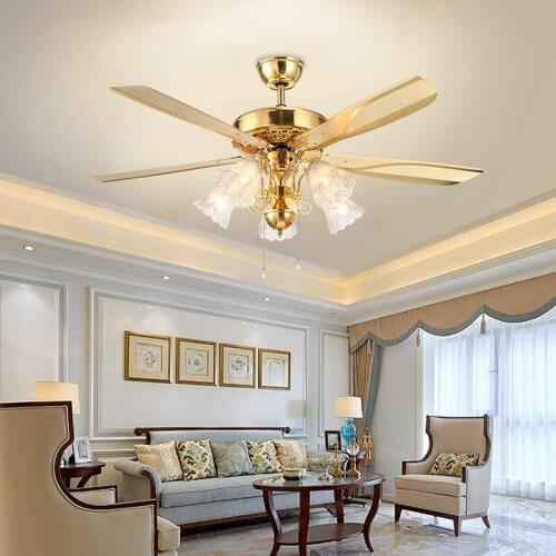 Vintage American Pull Rope Switch Ceiling Fans with Lights Ventilador Dining Room Bedroom Ceiling Light Fan E27 Nulb De Techo