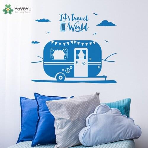 YOYOYU Wall Decal Quotes Lets Travel The World Vinyl Wall Sticker Baby Bedroom Art Mural Livingroom Removable Home Decor CY84