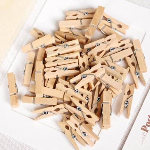 200 PCS 3.5CM Natural Wooden Clips for Photo Clips Clothespin Craft Decoration Clips Pegs Festivals Party Decor