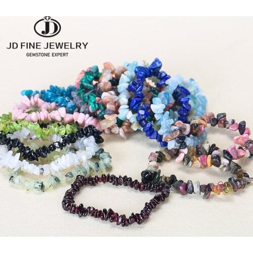 JD Handmade Stretch 7 Chakra Crystal Chip Bracelet Gravel Bracelet Irregular Natural Stone Charm with Elastic Rope Gift For Wome