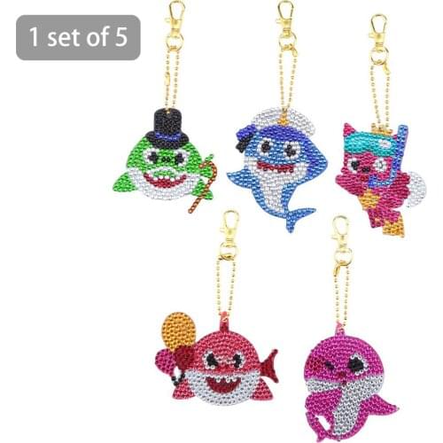 1-5Pcs Cartoon DIY Diamond Painting Embroidered Keychain Pendant Decoration Set Special Shaped Key Chain Women Bag Keyrings