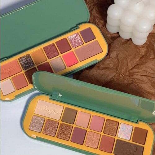 1pc 14 Colors Eyeshadow Matte Daily Makeup Matte & Pearl Waterproof & Sweat Proof Cosmetic With Green Box Eye Shadow Palette