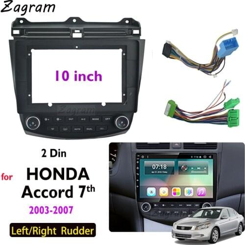 10 Inch 2 Din Car Video Fascia with Air Conditioning Board, Canbus Box for Honda Accord 7th 2003-2007 Panel Dashboard Frame