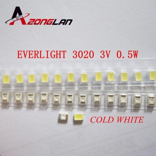1000PCS / LOT EVERLIGHT LED Backlight 0.5W 3V 3020 Cool white Notebook / Tablet Application 45-11-BFSB-61303501E-2T8-AM(LR)