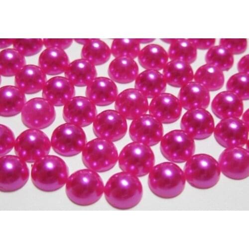 1000 Hot Pink Half Pearl Bead 6mm Flat Back Round Gems Scrapbook Craft