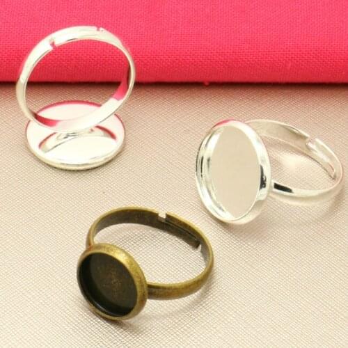 20pcs 12mm Silver/Antique Bronze Ring Blank Jewelry Bezel Setting Tray for Cameo Cabochons Diy Fittings BITWBI