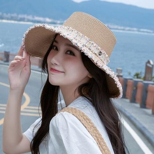 2021 New Womens bucket hat beach summer straw hat womens summer panama Cap surgical hat bibi wedding hats sun hats sun visor