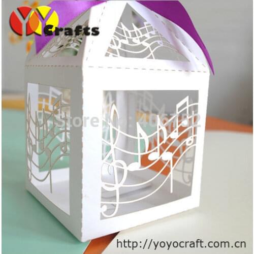 50pcs/lot 10colors available laser cut music note wedding candy box souvenir Sweet Gifts Chocolate box with free ribbon