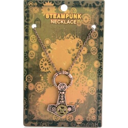 56cm long chain vintage color brass ox and copper mixed steampunk pendnat necklace
