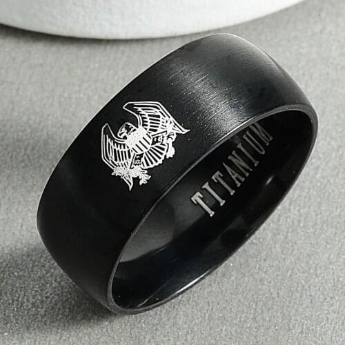 8mm Attack on Titan Black sliver Stainless Steel Ring Eagle Ring For Men and Women