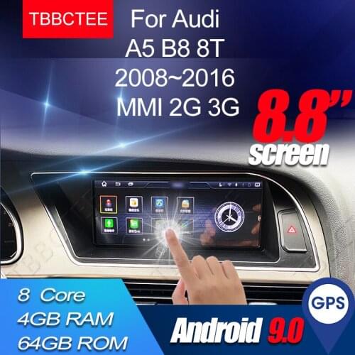 Android 9.0 4+64GB Car Multimedia Player For Audi A5 B8 8T 2008~2016 MMI 2G 3G GPS Navigation Head unit stereo BT WIFI DVD